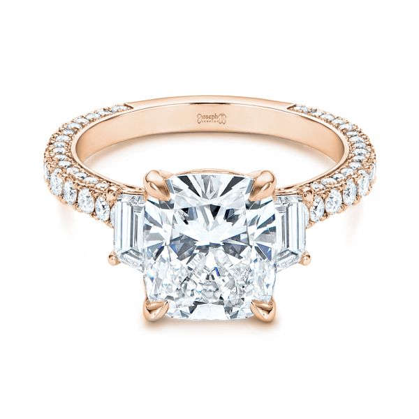 14k Rose Gold 14k Rose Gold Three Stone Diamond Engagement Ring - Flat View - 106617