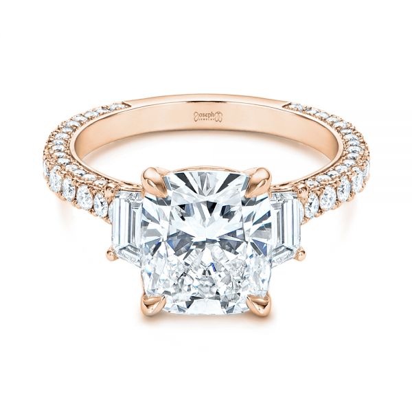 14k Rose Gold 14k Rose Gold Three Stone Diamond Engagement Ring - Flat View -  106617