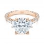18k Rose Gold 18k Rose Gold Three Stone Diamond Engagement Ring - Flat View -  106617 - Thumbnail