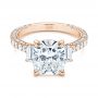 14k Rose Gold 14k Rose Gold Three Stone Diamond Engagement Ring - Flat View -  106617 - Thumbnail