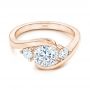 18k Rose Gold 18k Rose Gold Three Stone Diamond Engagement Ring - Flat View -  106683 - Thumbnail