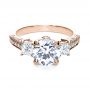 18k Rose Gold 18k Rose Gold Three Stone Diamond Engagement Ring - Flat View -  208 - Thumbnail