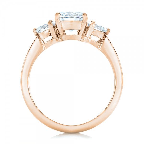14k Rose Gold 14k Rose Gold Three Stone Diamond Engagement Ring - Front View -  100329
