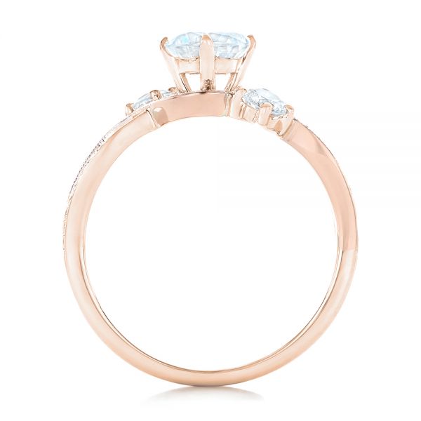 18k Rose Gold And 18K Gold 18k Rose Gold And 18K Gold Three Stone Diamond Engagement Ring - Front View -  102088