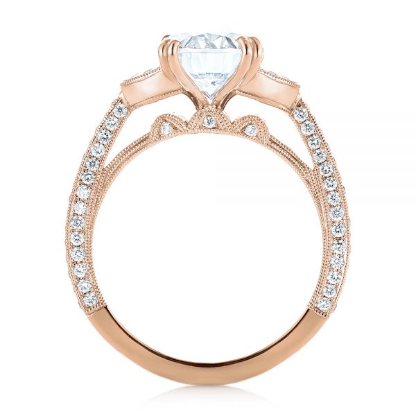 18k Rose Gold 18k Rose Gold Three-stone Diamond Engagement Ring - Front View -  103774