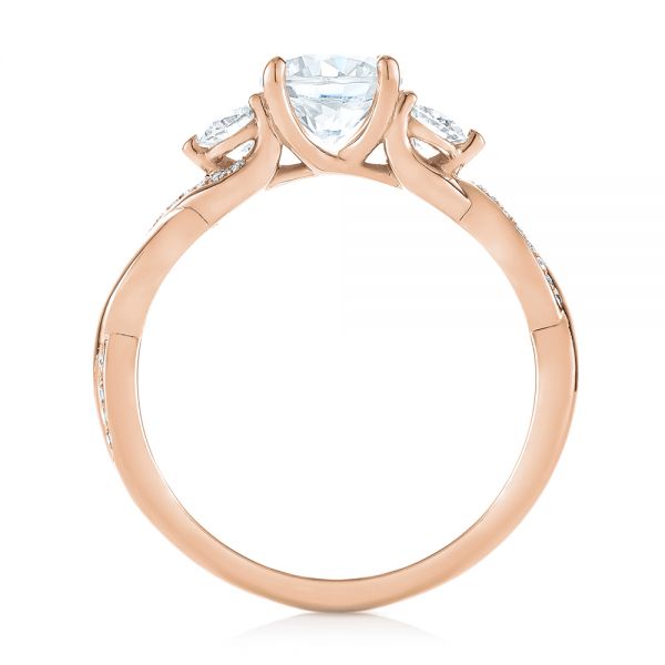 14k Rose Gold 14k Rose Gold Three Stone Diamond Engagement Ring - Front View -  104011