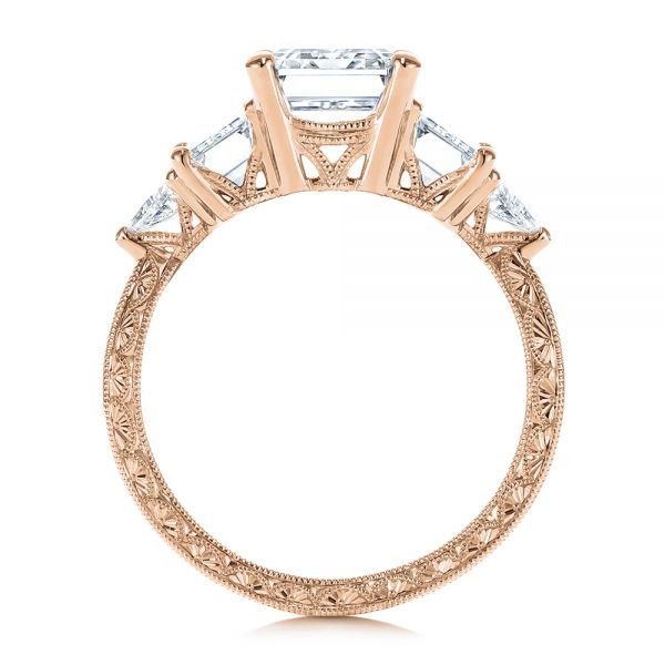 18k Rose Gold 18k Rose Gold Three Stone Diamond Engagement Ring - Front View -  106519
