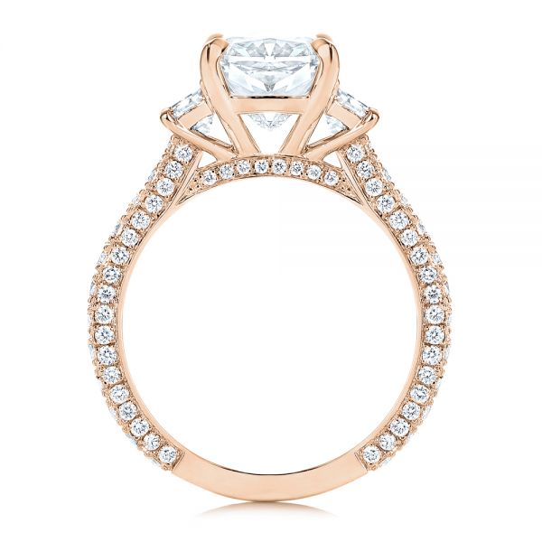 18k Rose Gold 18k Rose Gold Three Stone Diamond Engagement Ring - Front View -  106617