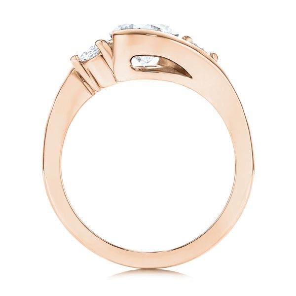 18k Rose Gold 18k Rose Gold Three Stone Diamond Engagement Ring - Front View -  106683