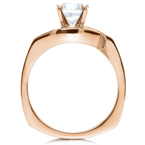 14k Rose Gold 14k Rose Gold Three Stone Diamond Engagement Ring - Front View -  214