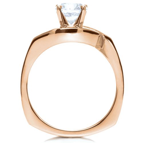 14k Rose Gold 14k Rose Gold Three Stone Diamond Engagement Ring - Front View - 214