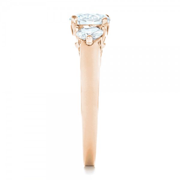 18k Rose Gold 18k Rose Gold Three Stone Diamond Engagement Ring - Side View -  100329