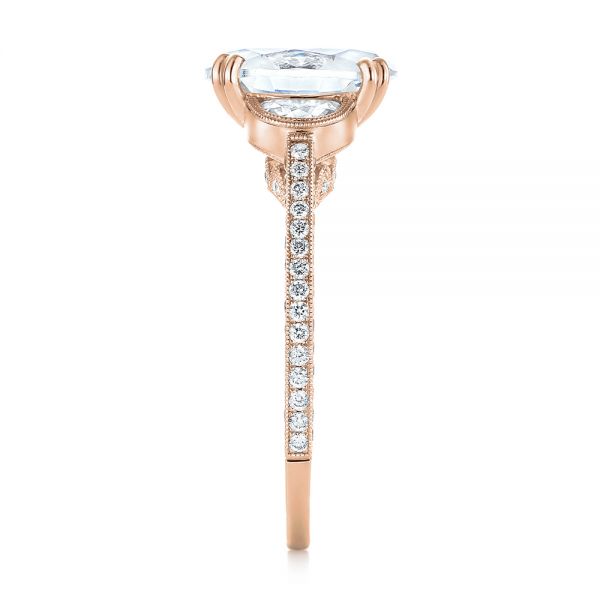 18k Rose Gold 18k Rose Gold Three-stone Diamond Engagement Ring - Side View -  103774
