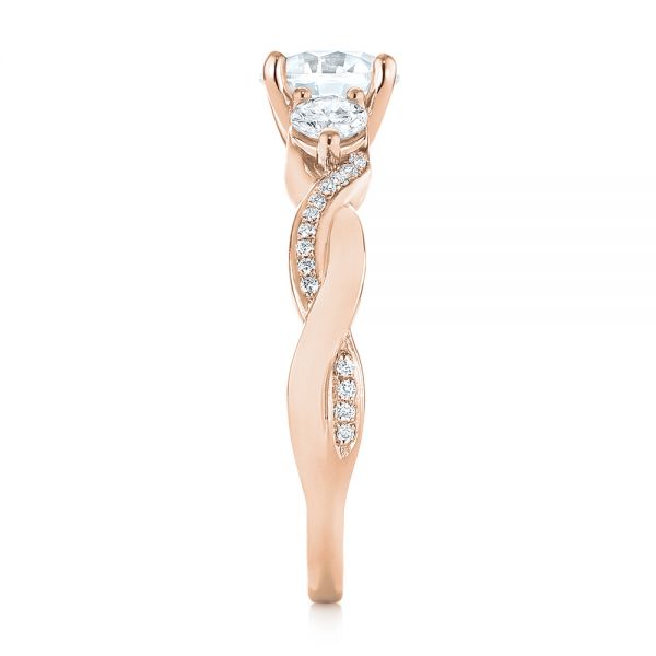 18k Rose Gold 18k Rose Gold Three Stone Diamond Engagement Ring - Side View -  104011