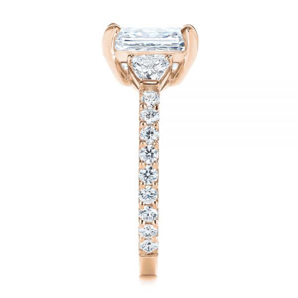 18k Rose Gold 18k Rose Gold Three Stone Diamond Engagement Ring - Side View -  105853