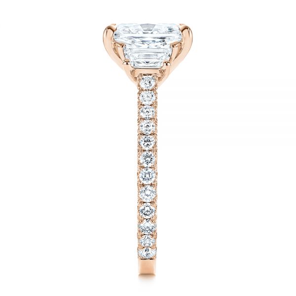 18k Rose Gold 18k Rose Gold Three Stone Diamond Engagement Ring - Side View -  106617