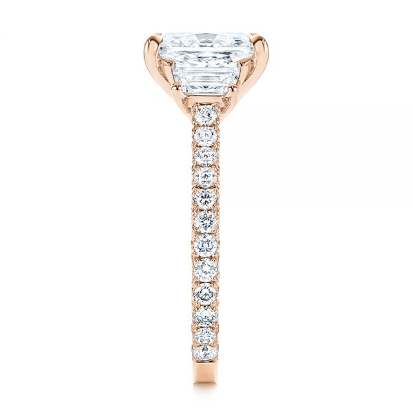 14k Rose Gold 14k Rose Gold Three Stone Diamond Engagement Ring - Side View - 106617