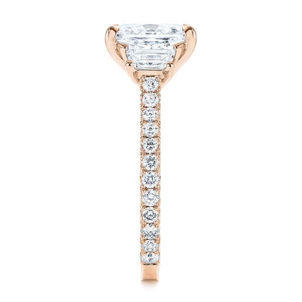 14k Rose Gold 14k Rose Gold Three Stone Diamond Engagement Ring - Side View -  106617