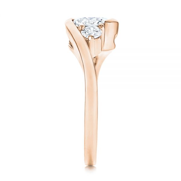 18k Rose Gold 18k Rose Gold Three Stone Diamond Engagement Ring - Side View - 106683