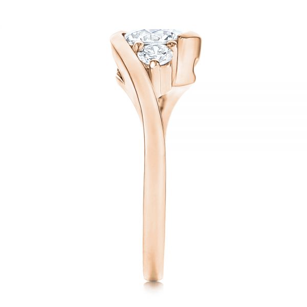 18k Rose Gold 18k Rose Gold Three Stone Diamond Engagement Ring - Side View -  106683