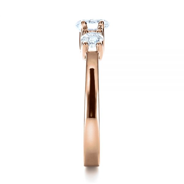 14k Rose Gold 14k Rose Gold Three Stone Diamond Engagement Ring - Side View - 1286