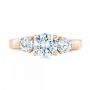 14k Rose Gold 14k Rose Gold Three Stone Diamond Engagement Ring - Top View -  100329 - Thumbnail