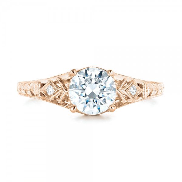 18k Rose Gold 18k Rose Gold Three-stone Diamond Engagement Ring - Top View -  102674