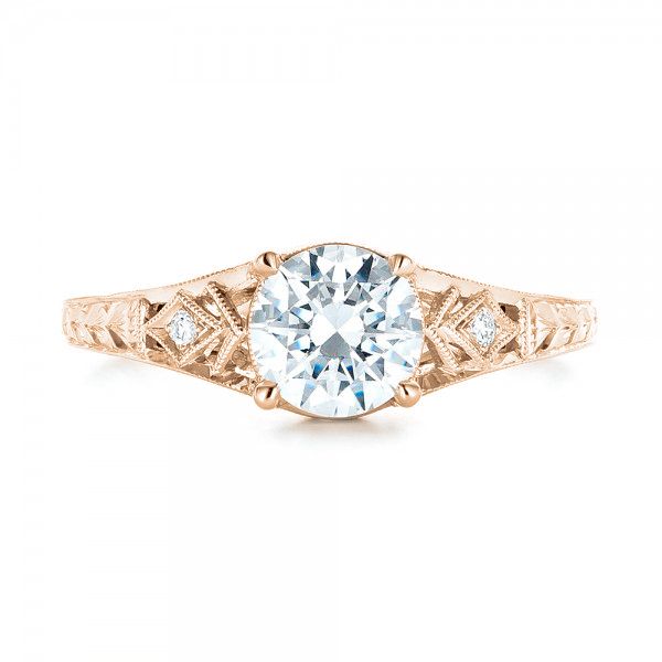 14k Rose Gold 14k Rose Gold Three-stone Diamond Engagement Ring - Top View - 102674