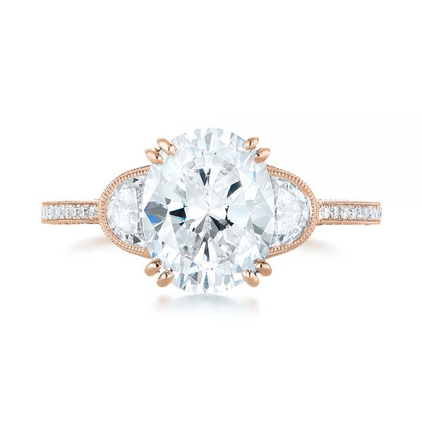 18k Rose Gold 18k Rose Gold Three-stone Diamond Engagement Ring - Top View -  103774