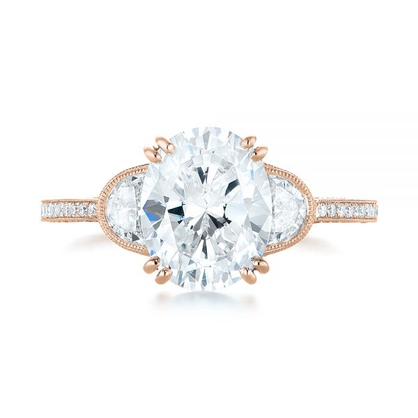 14k Rose Gold 14k Rose Gold Three-stone Diamond Engagement Ring - Top View - 103774