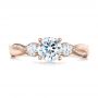 18k Rose Gold 18k Rose Gold Three Stone Diamond Engagement Ring - Top View -  104011 - Thumbnail