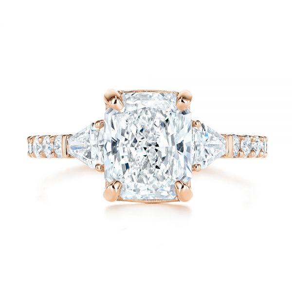 14k Rose Gold 14k Rose Gold Three Stone Diamond Engagement Ring - Top View -  105853