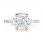 18k Rose Gold 18k Rose Gold Three Stone Diamond Engagement Ring - Top View -  105853 - Thumbnail