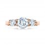 18k Rose Gold 18k Rose Gold Three Stone Diamond Engagement Ring - Top View -  1286 - Thumbnail