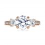 18k Rose Gold 18k Rose Gold Three Stone Diamond Engagement Ring - Top View -  208 - Thumbnail