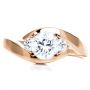 14k Rose Gold 14k Rose Gold Three Stone Diamond Engagement Ring - Top View -  214 - Thumbnail