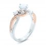  Platinum And 18K Gold Platinum And 18K Gold Three Stone Diamond Engagement Ring - Three-Quarter View -  102088 - Thumbnail