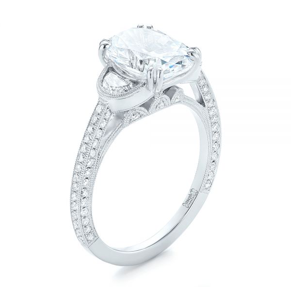  Platinum Platinum Three-stone Diamond Engagement Ring - Three-Quarter View -  103774