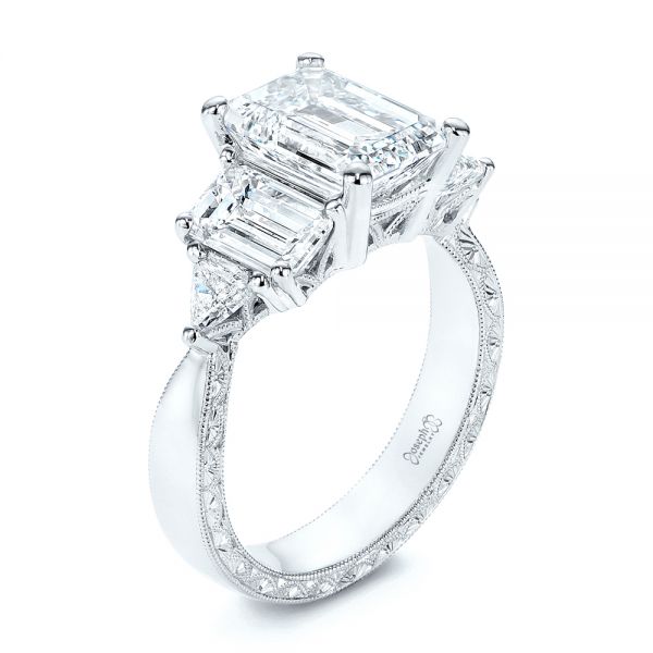  Platinum Platinum Three Stone Diamond Engagement Ring - Three-Quarter View -  106519