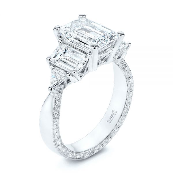 14k White Gold 14k White Gold Three Stone Diamond Engagement Ring - Three-Quarter View -  106519