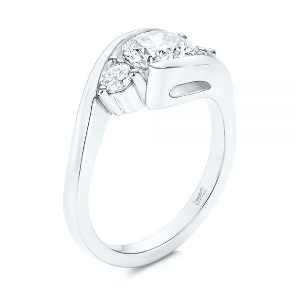  Platinum Platinum Three Stone Diamond Engagement Ring - Three-Quarter View -  106683