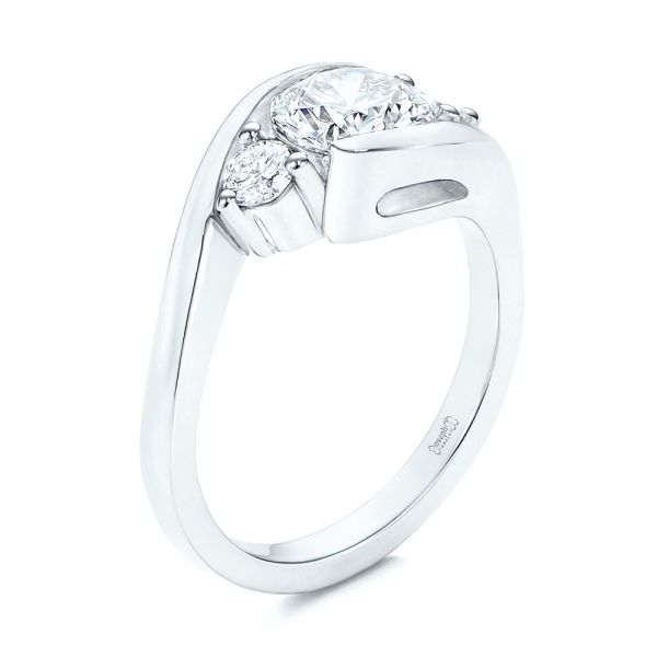 18k White Gold 18k White Gold Three Stone Diamond Engagement Ring - Three-Quarter View -  106683