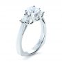 14k White Gold Three Stone Diamond Engagement Ring - Three-Quarter View -  1286 - Thumbnail