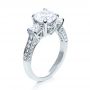 18k White Gold Three Stone Diamond Engagement Ring - Three-Quarter View -  208 - Thumbnail