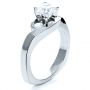 14k White Gold Three Stone Diamond Engagement Ring - Three-Quarter View -  214 - Thumbnail