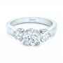 14k White Gold 14k White Gold Three Stone Diamond Engagement Ring - Flat View -  100329 - Thumbnail