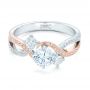 14k White Gold And 14K Gold Three Stone Diamond Engagement Ring - Flat View -  102088 - Thumbnail