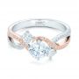 18k White Gold And 14K Gold 18k White Gold And 14K Gold Three Stone Diamond Engagement Ring - Flat View -  102088 - Thumbnail