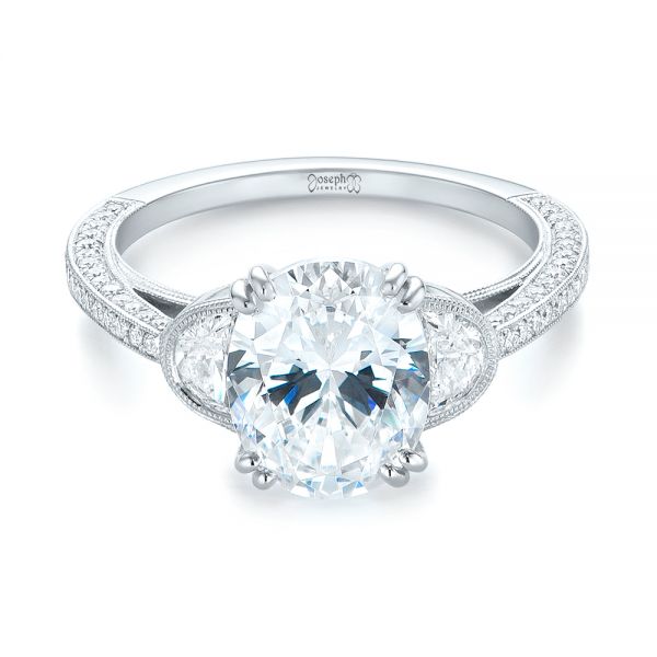 14k White Gold 14k White Gold Three-stone Diamond Engagement Ring - Flat View -  103774