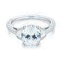 18k White Gold Three-stone Diamond Engagement Ring - Flat View -  103774 - Thumbnail